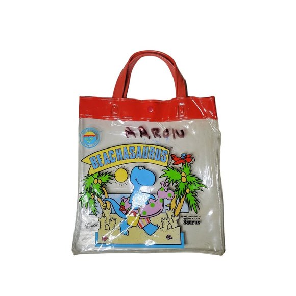 Vintage 1987 Talking Tops Beachasaurus Blue Dinosaur Bag with Snap Closure - Picture 1 of 9